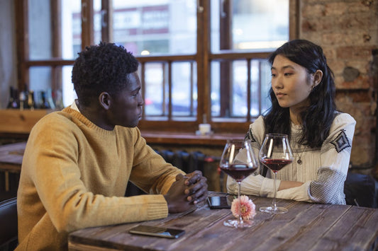 Couple on a first date sizing each other up